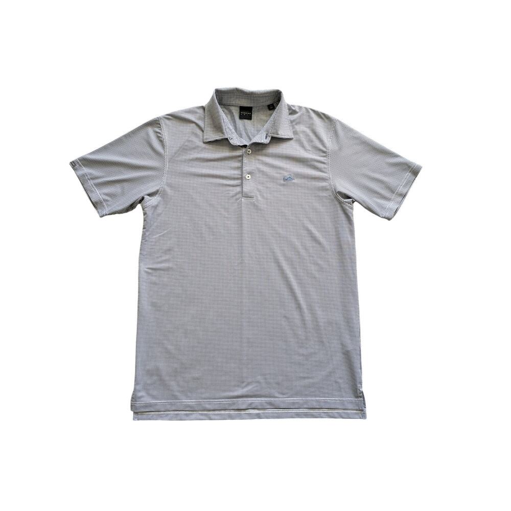 Dunning Golf Polo Shirt Mens M Gingham Black-White Performance Outdoors Preppy